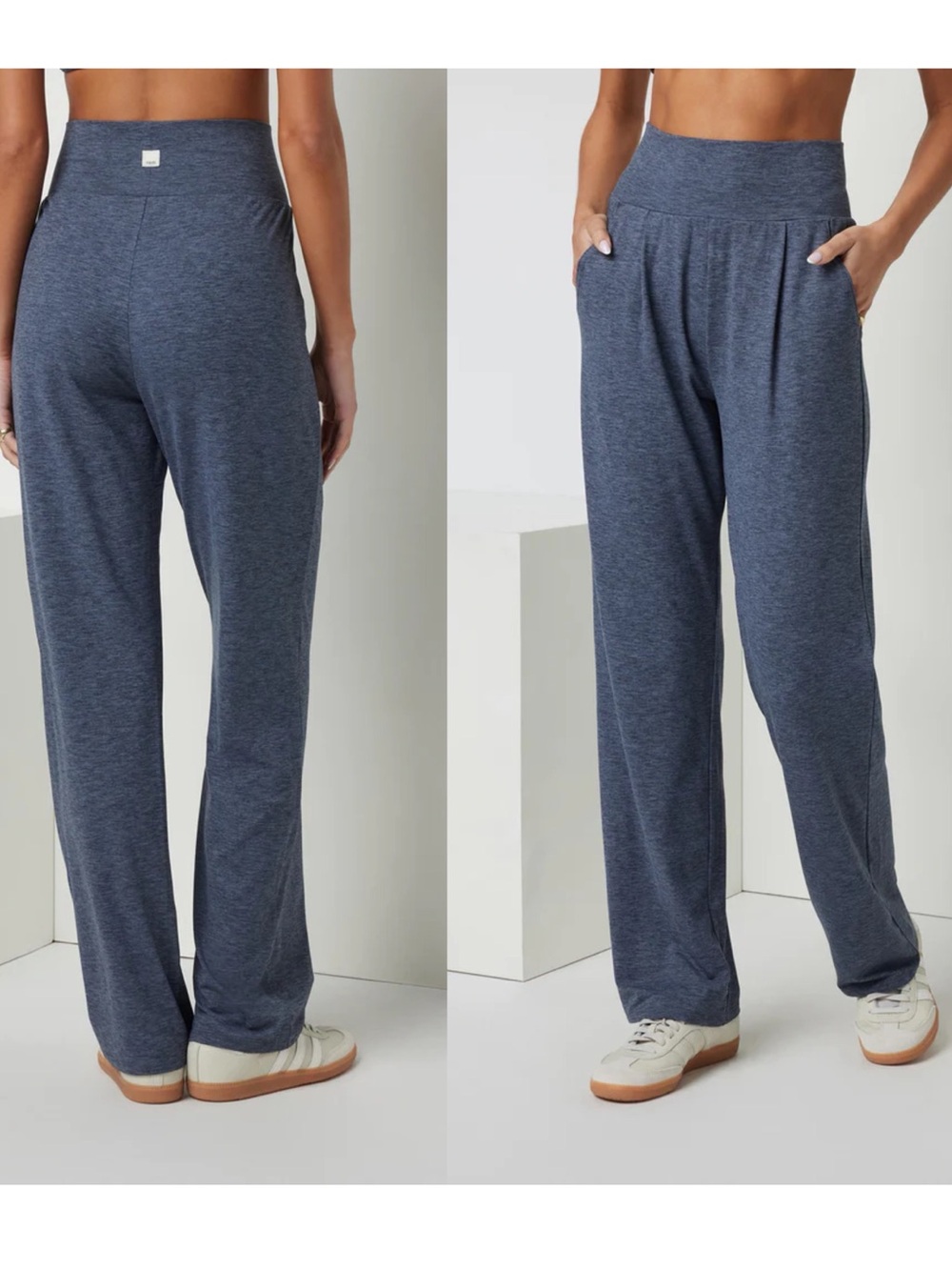 Vuori Lux At Ease Pants Women’s Azure Blue High Rise Straight Leg Athleisure